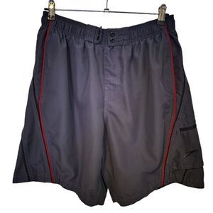 Speedo Mens Swim Trunks Elastric Waisy Pockets Mesh Lined Size Large